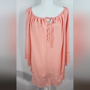AB Studio Blouse Wide Sleeve Peach Size 1X